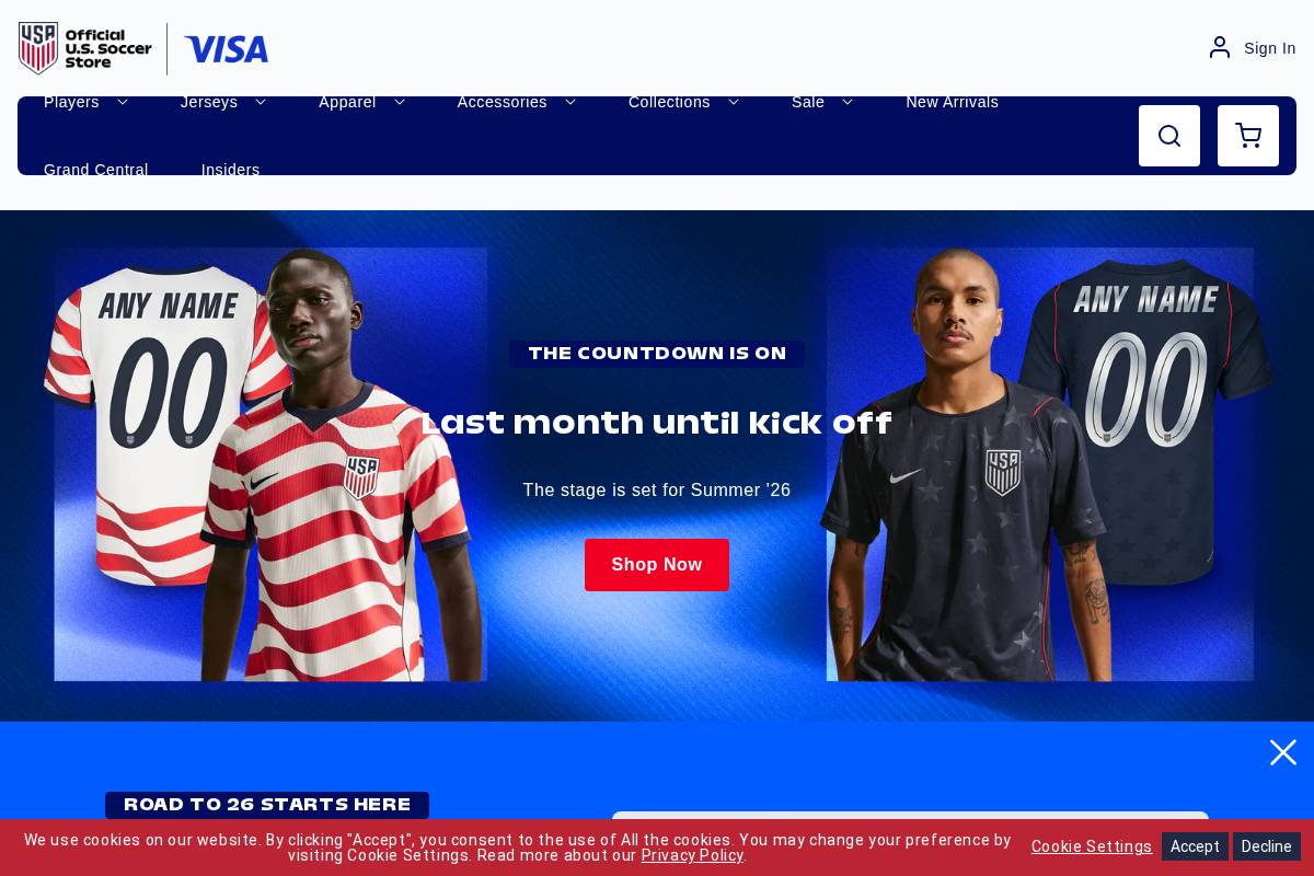 store.ussoccer.com homepage screenshot