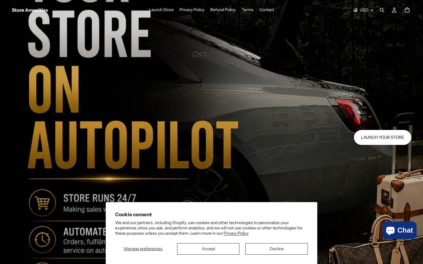 storeamenities.com homepage screenshot