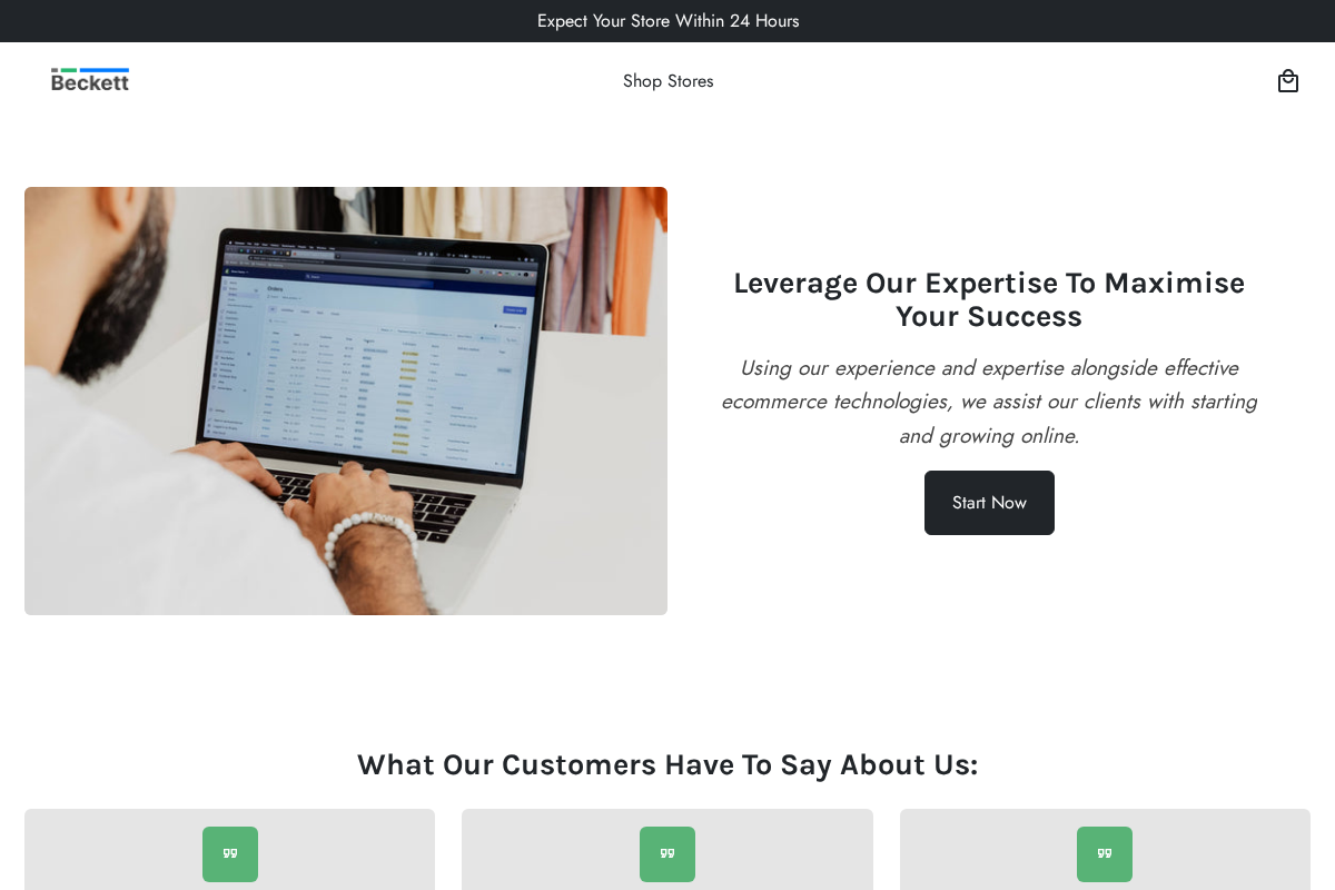 Storesbybeckett homepage screenshot
