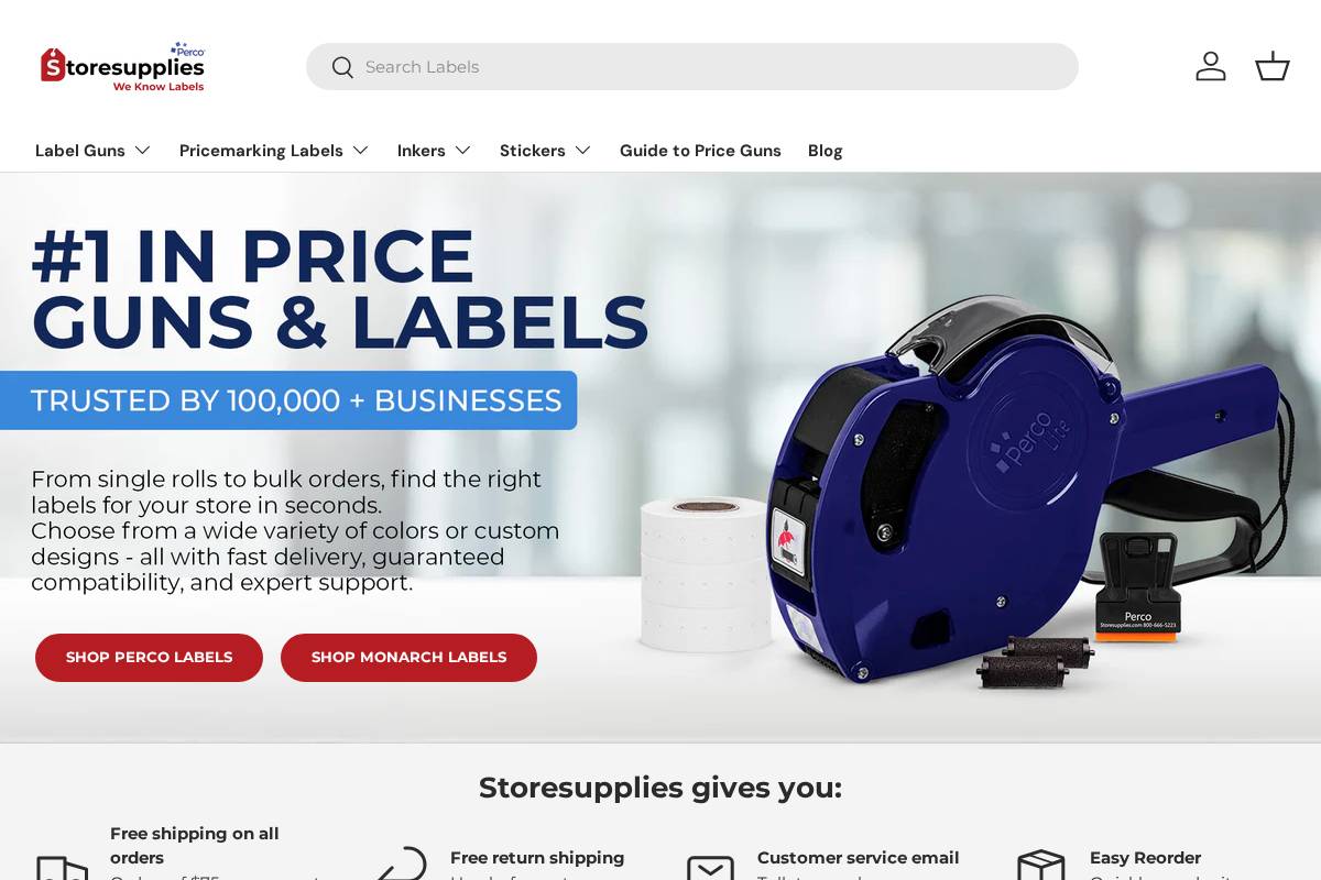 Store Supplies homepage screenshot