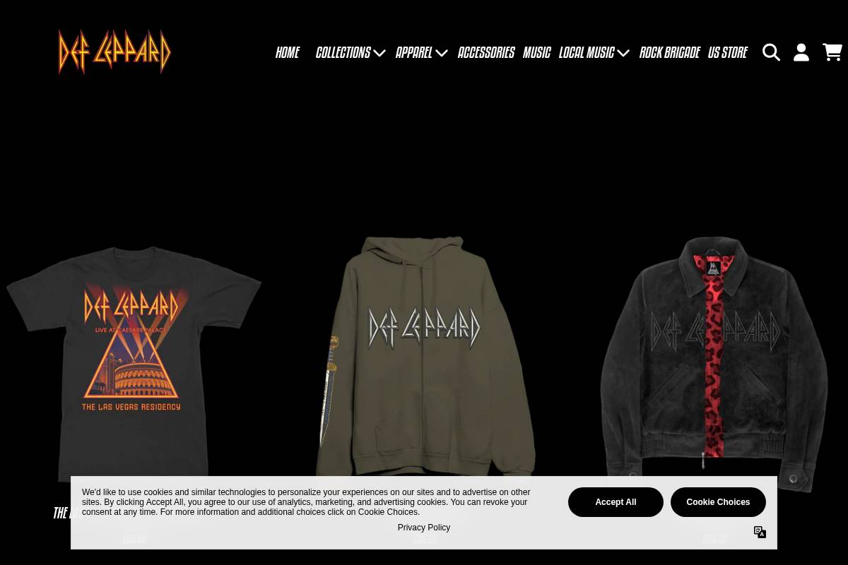 storeuk.defleppard.com homepage screenshot