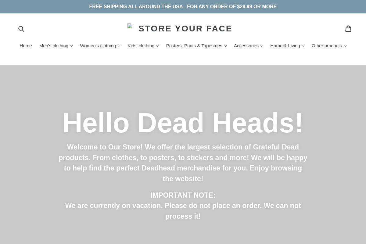 storeyourface.com homepage screenshot