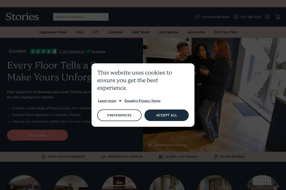Stories Flooring homepage screenshot