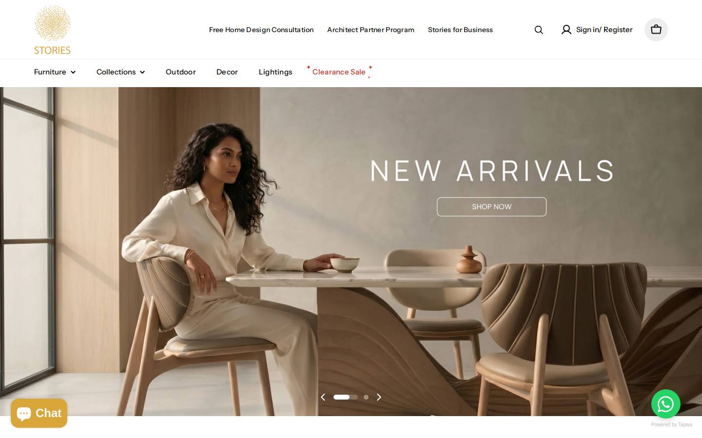 storieshomes.com homepage screenshot