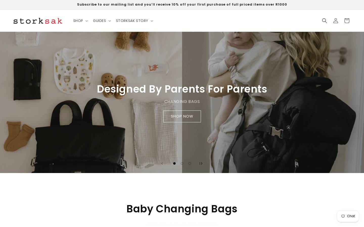 storksak.co.za homepage screenshot