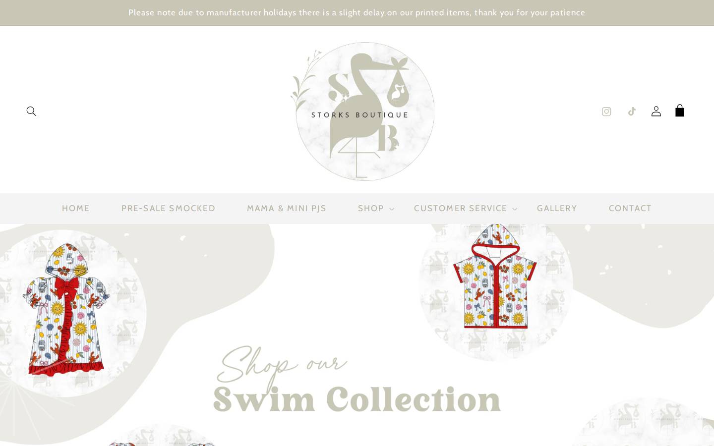 Storksboutique homepage screenshot