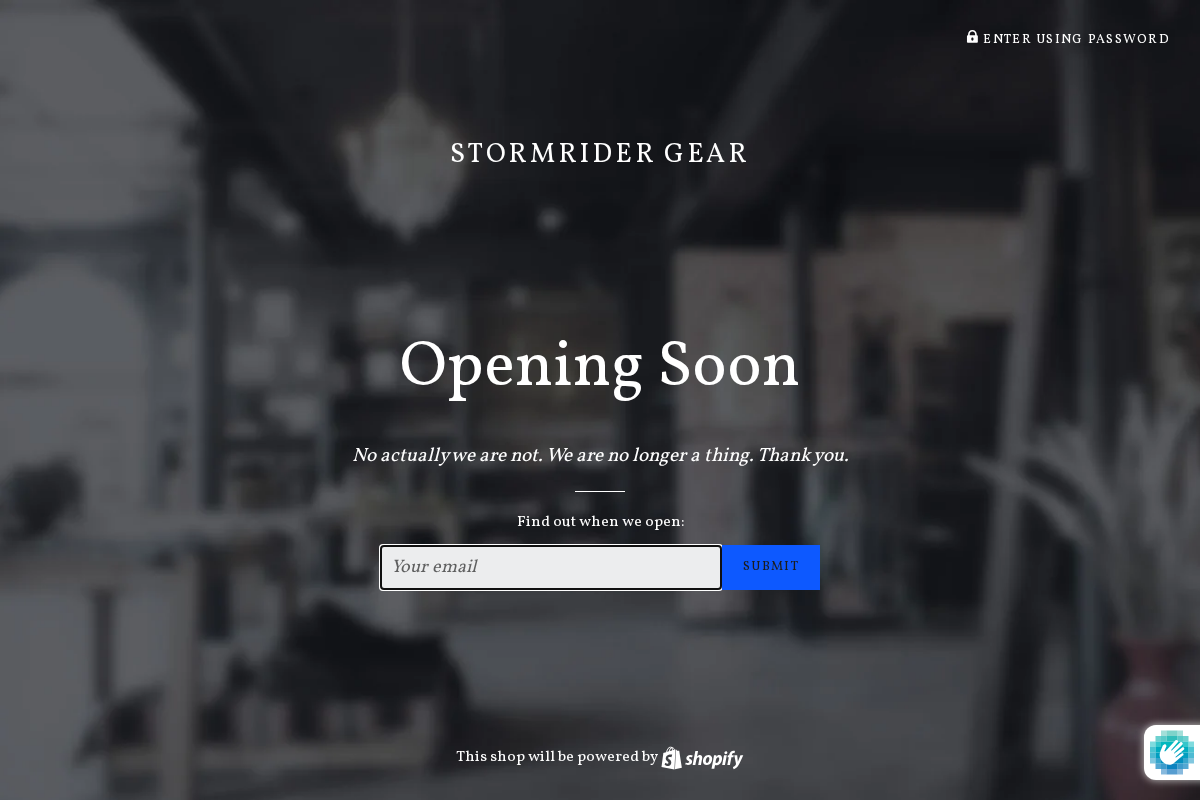 stormridergear.com homepage screenshot