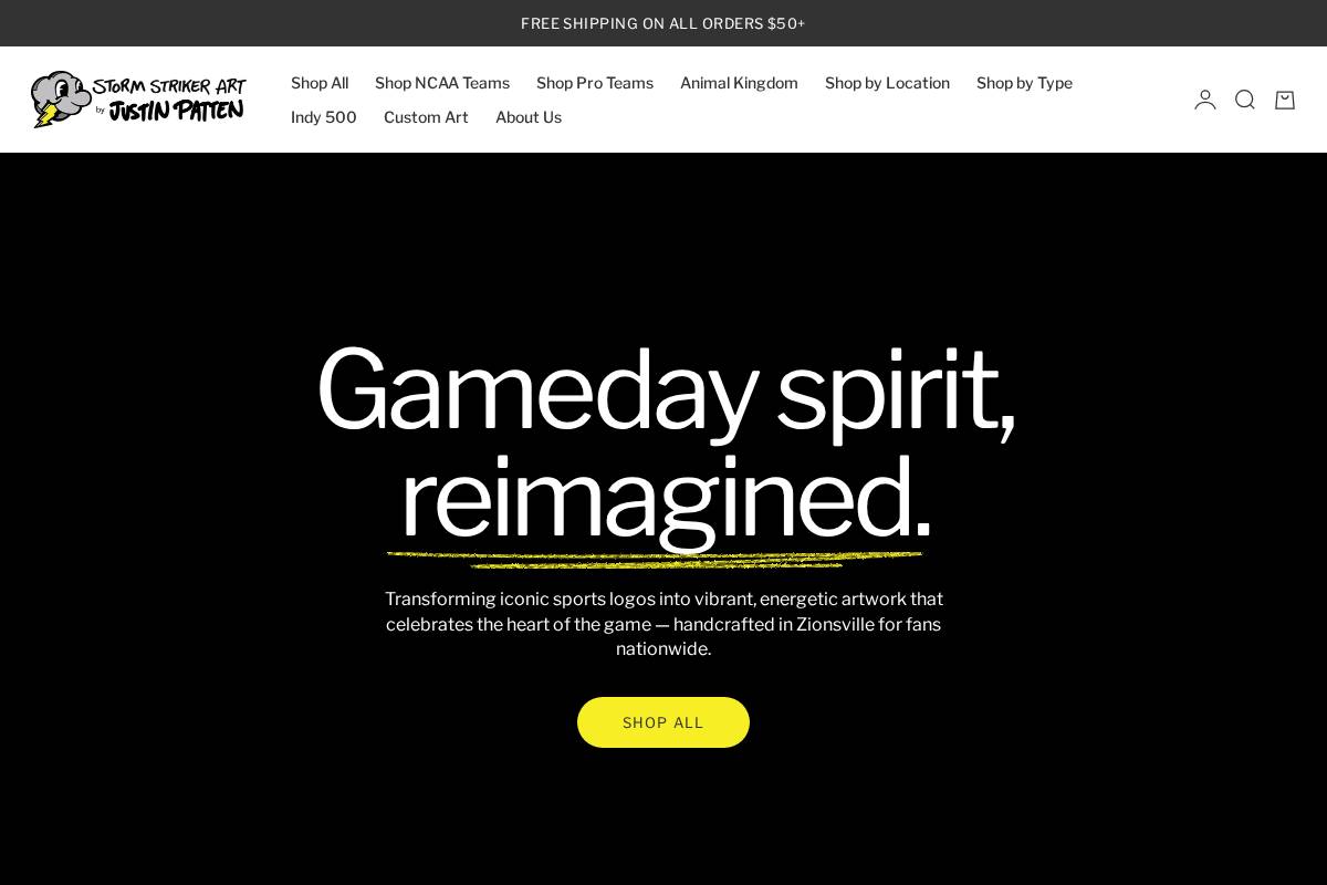 stormstrikerartbyjustinpatten.com homepage screenshot