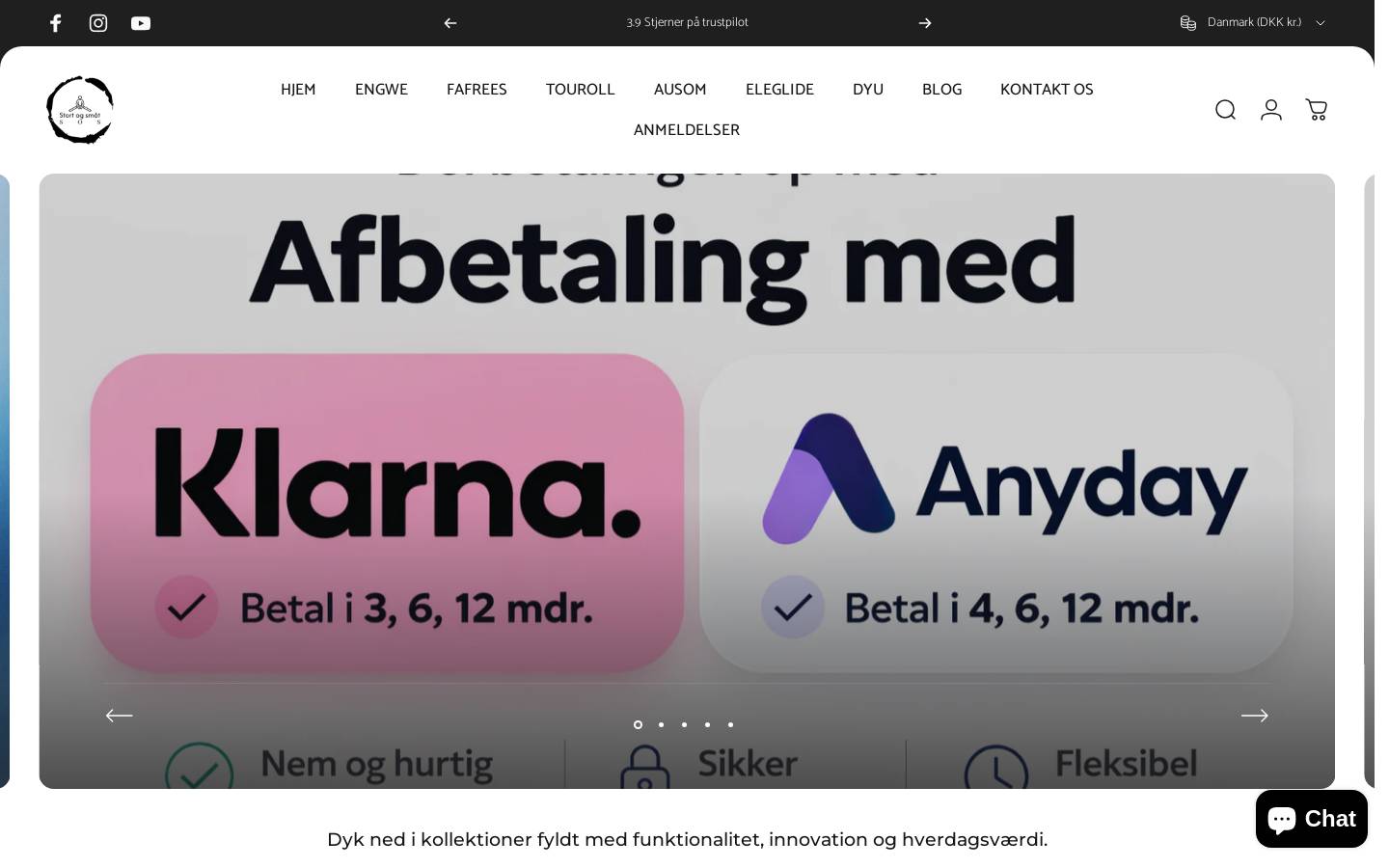 Stort & Småt homepage screenshot