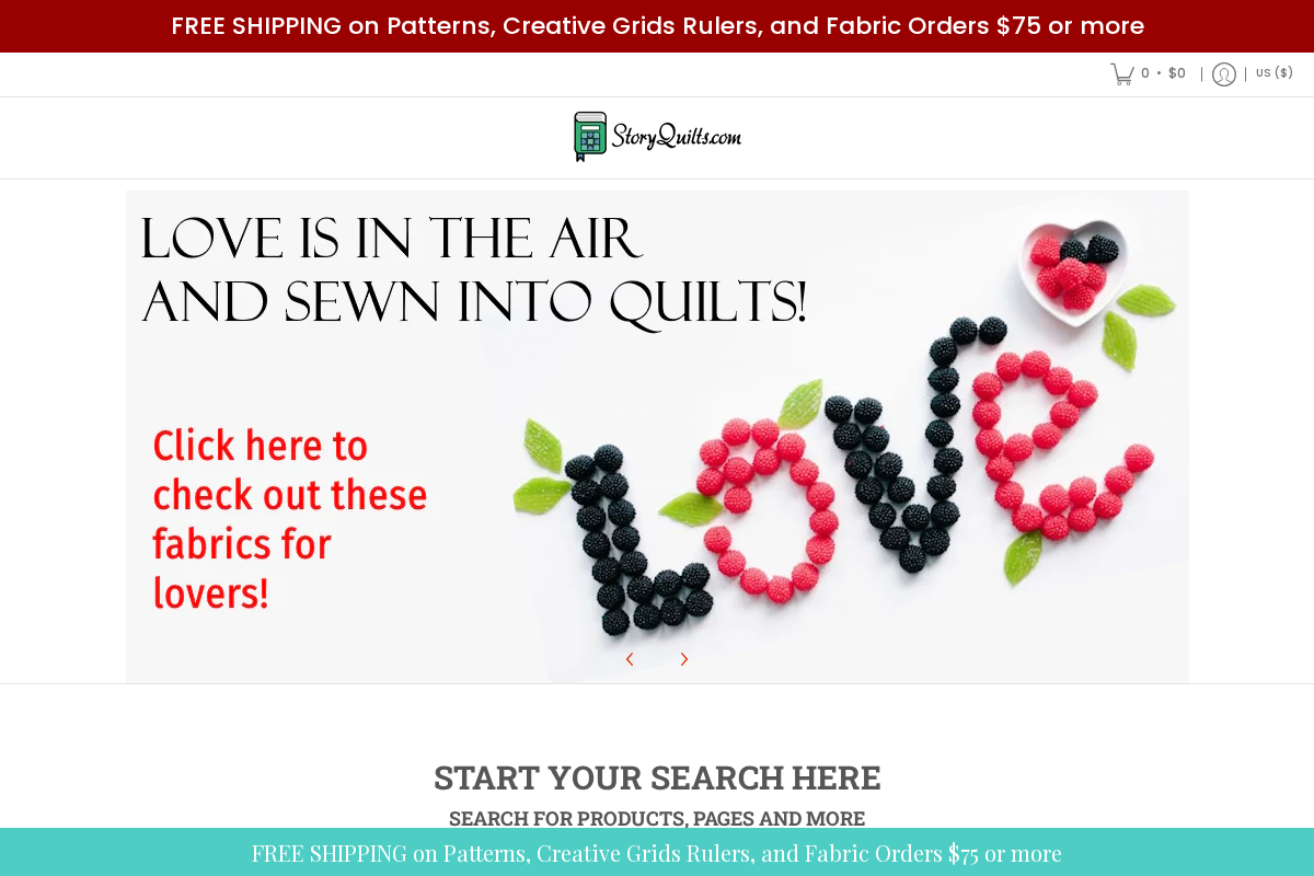 StoryQuilts.com homepage screenshot