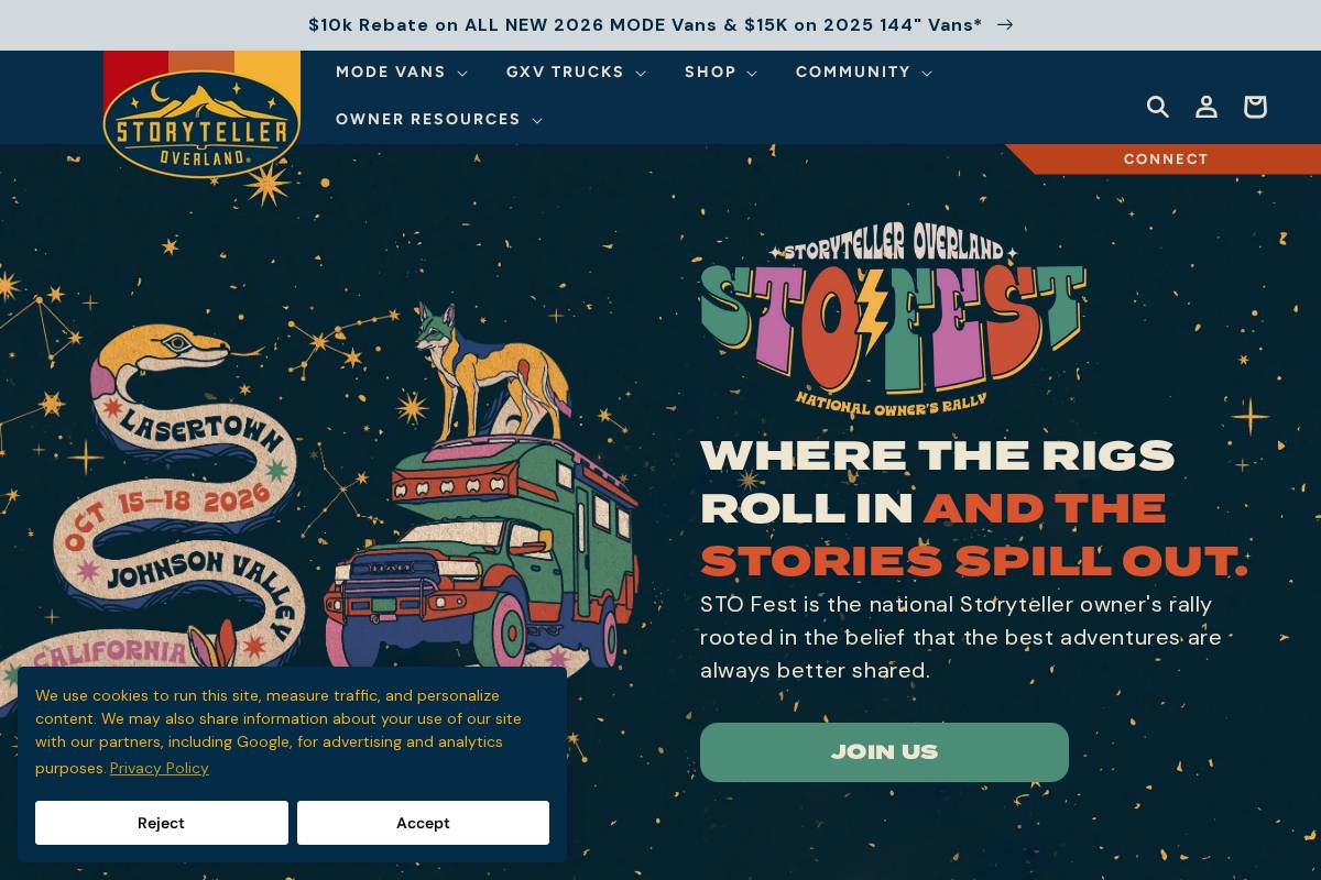 storytelleroverland.com homepage screenshot