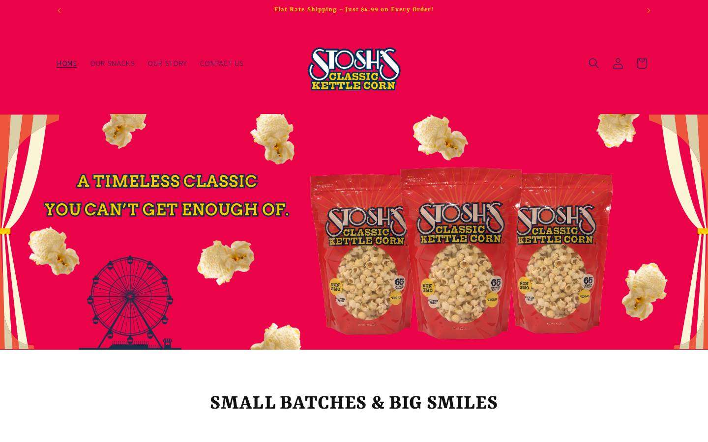 stoshskettlecorn.com homepage screenshot