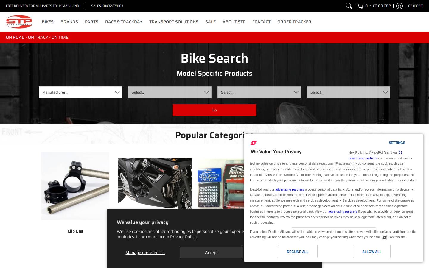 Stpraceproducts homepage screenshot