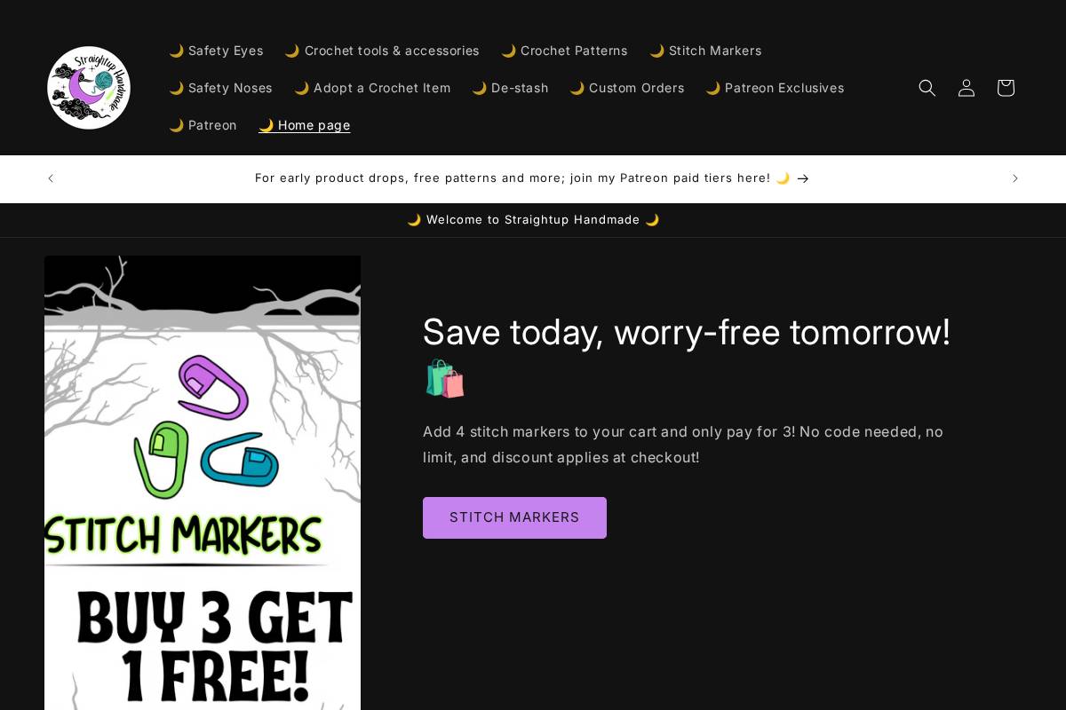 straightuphandmade.com homepage screenshot