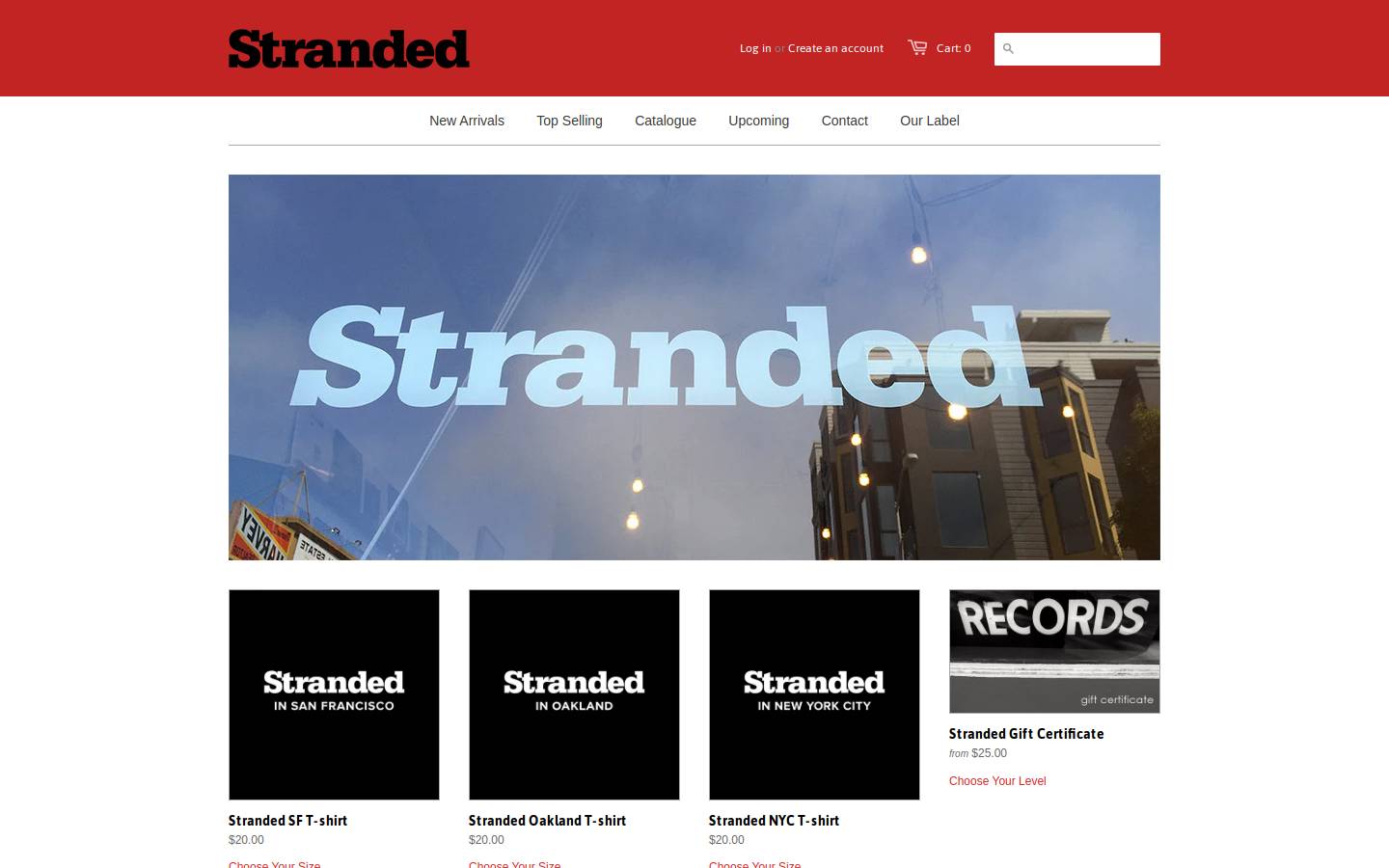 strandedrecords.com homepage screenshot
