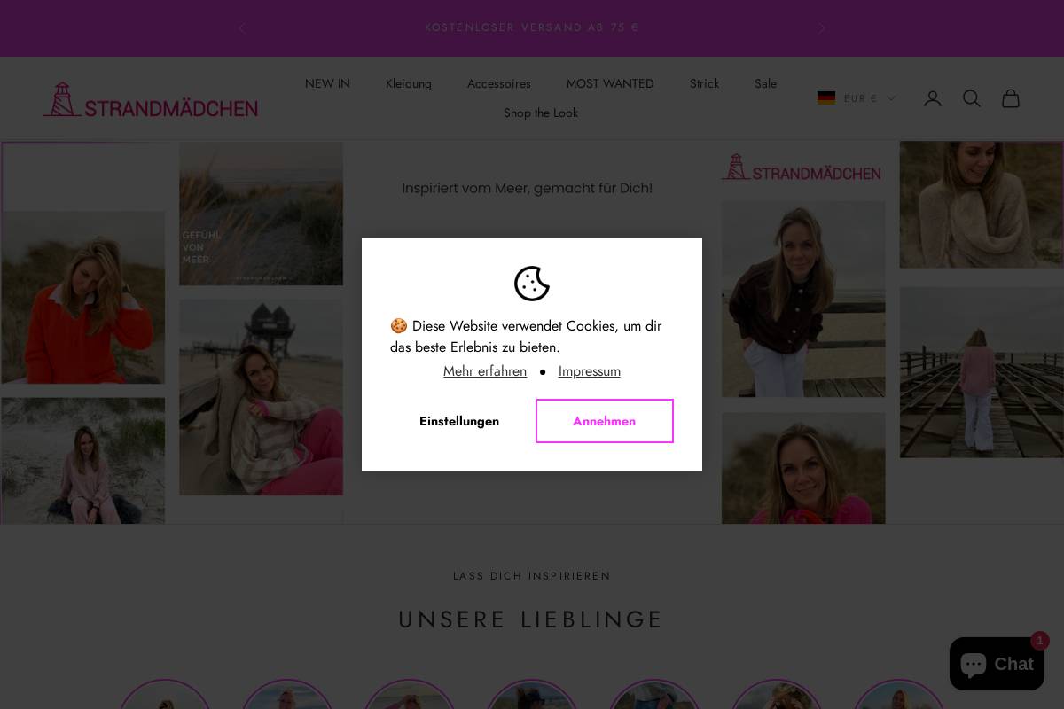 Strandmädchen homepage screenshot