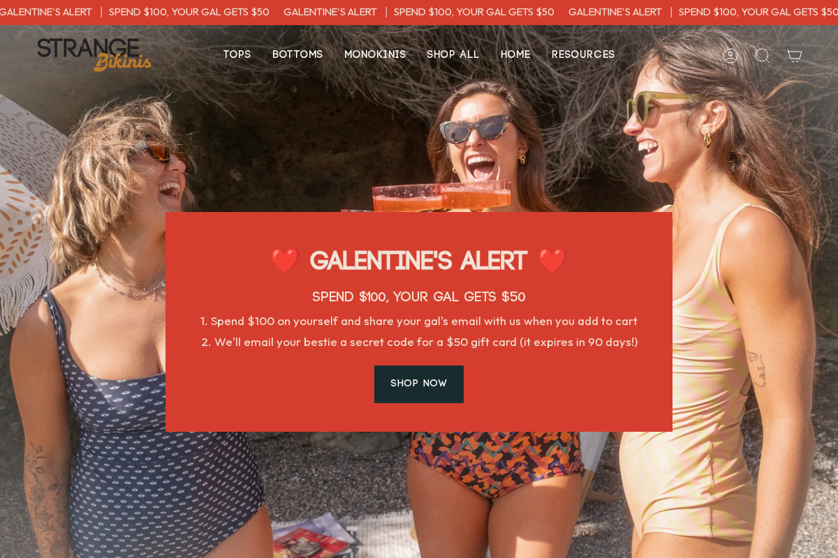 Strange Bikinis homepage screenshot