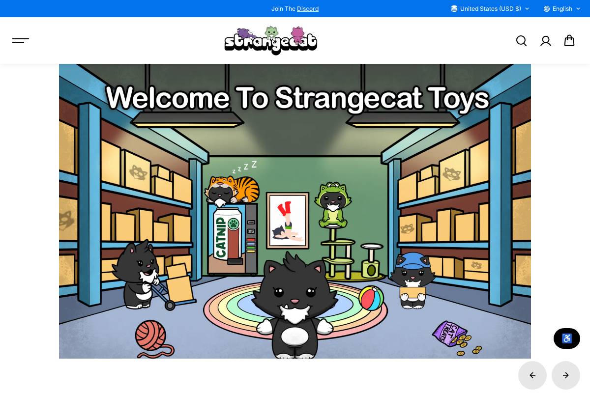 Strange Cat Toys homepage screenshot