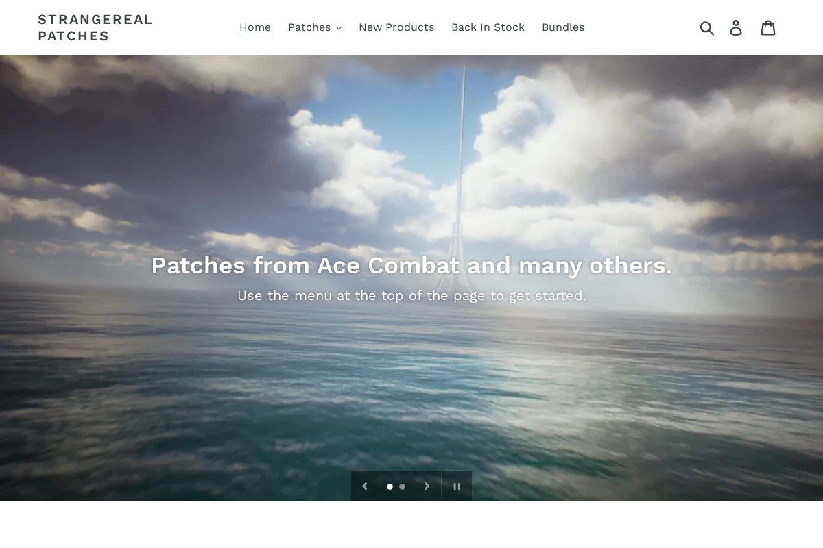 Strangereal Patches homepage screenshot