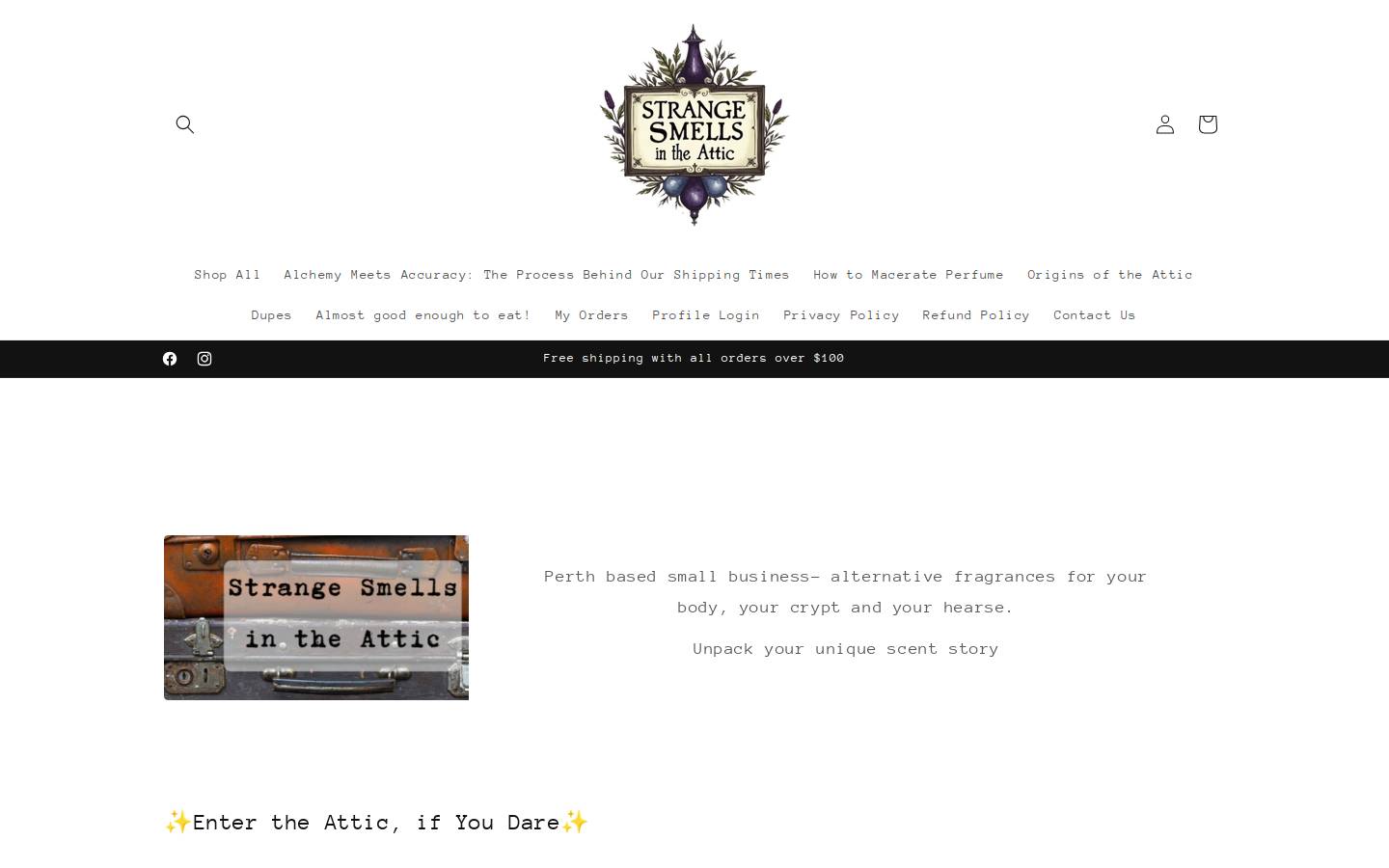 strangesmellsintheattic.com homepage screenshot