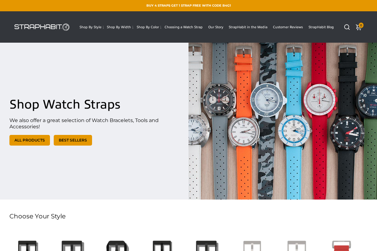 Shop StrapHabit Watch Straps by Color, Width & Material homepage screenshot