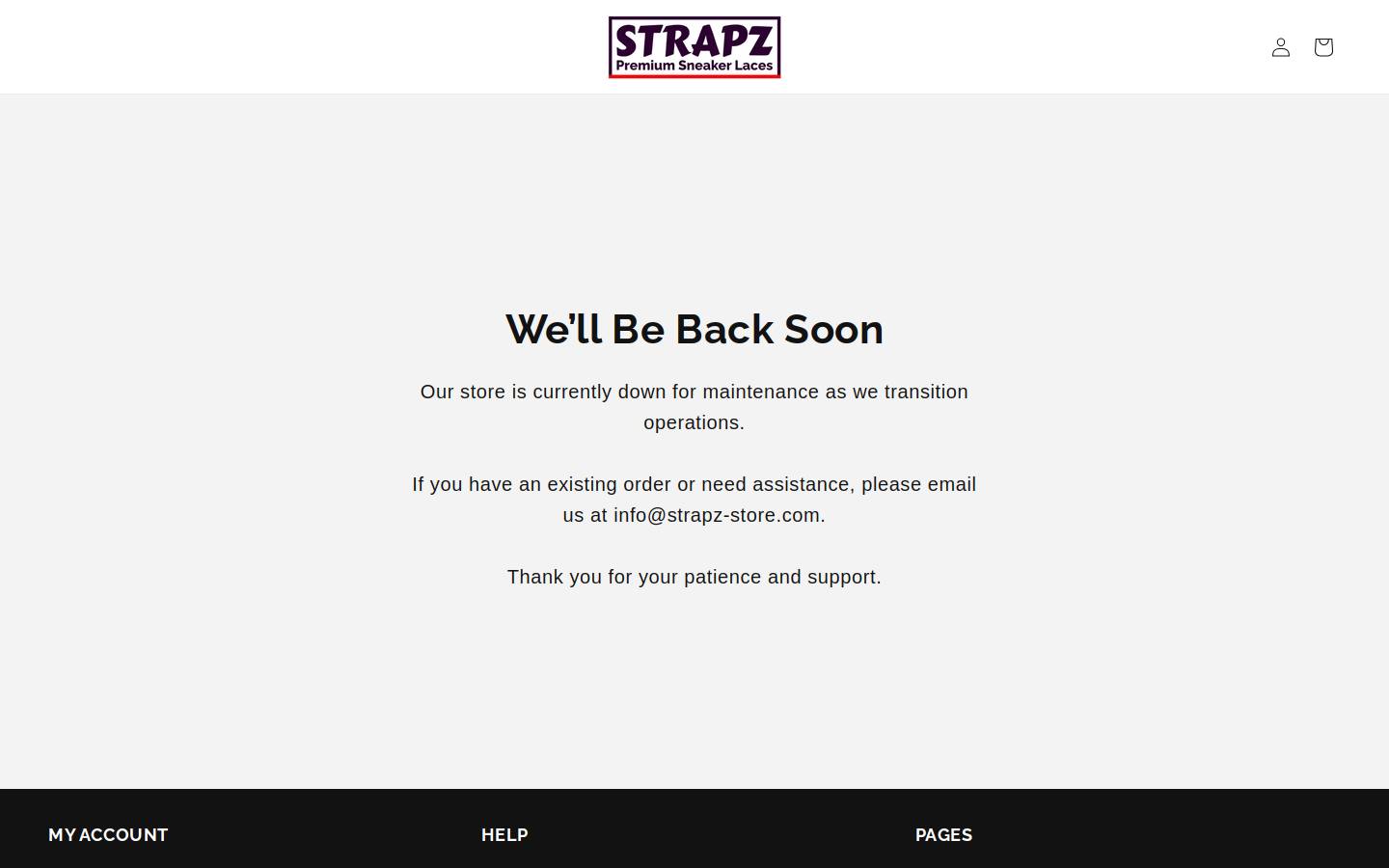 strapz-store.com homepage screenshot