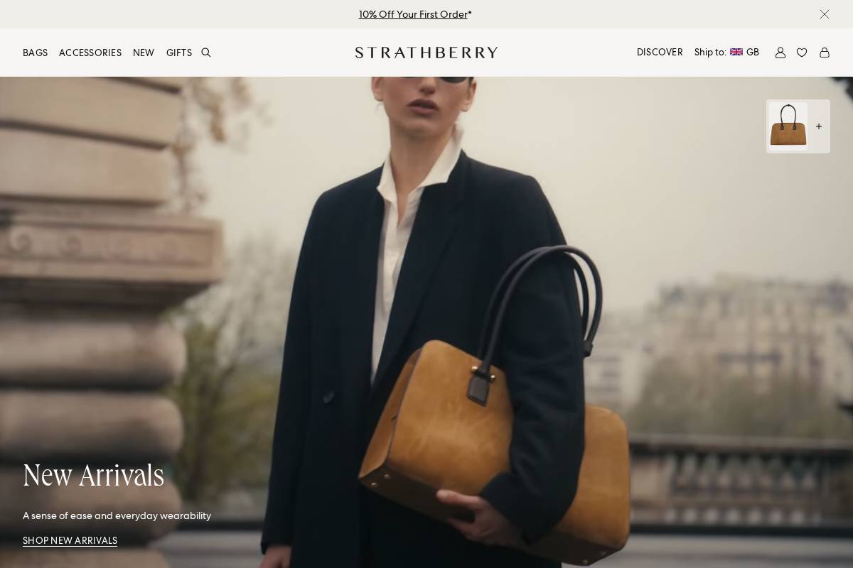 Strathberry homepage screenshot