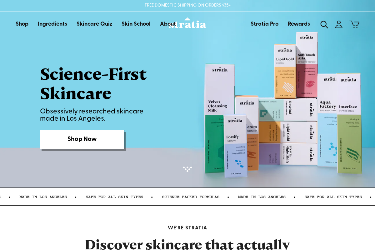 Stratia homepage screenshot