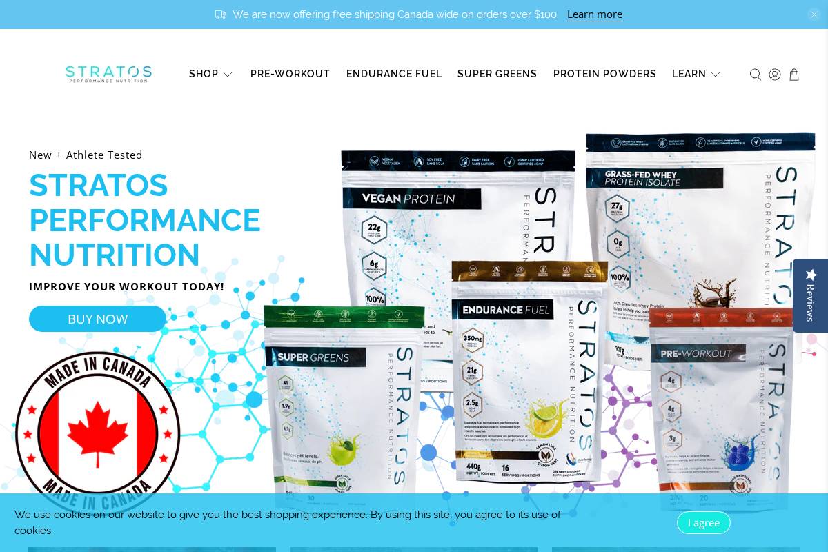 stratosperformancenutrition.com homepage screenshot