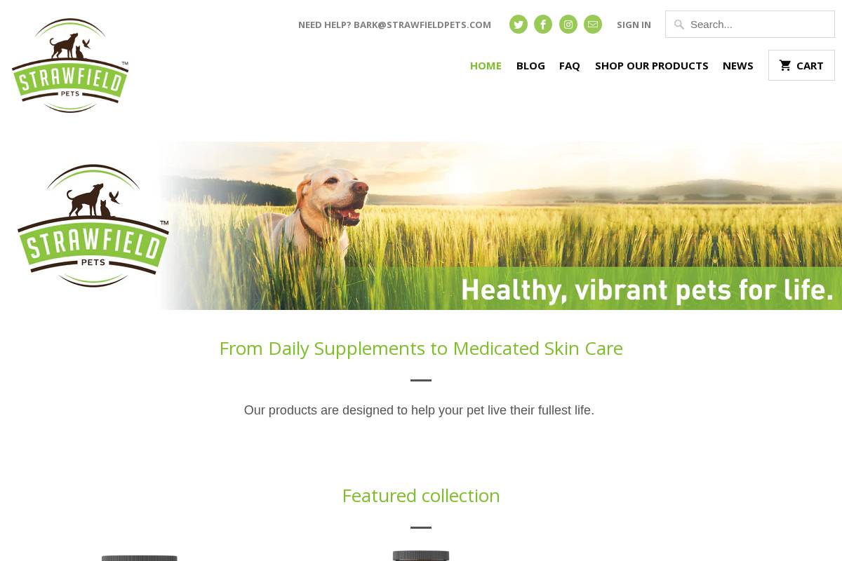 strawfieldpets.com homepage screenshot