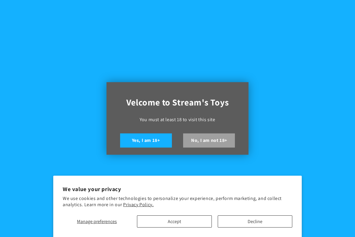 Stream's Toys homepage screenshot