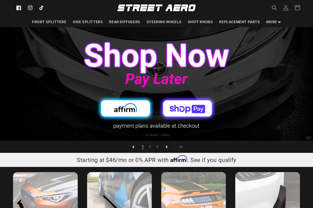 Street Aero homepage screenshot