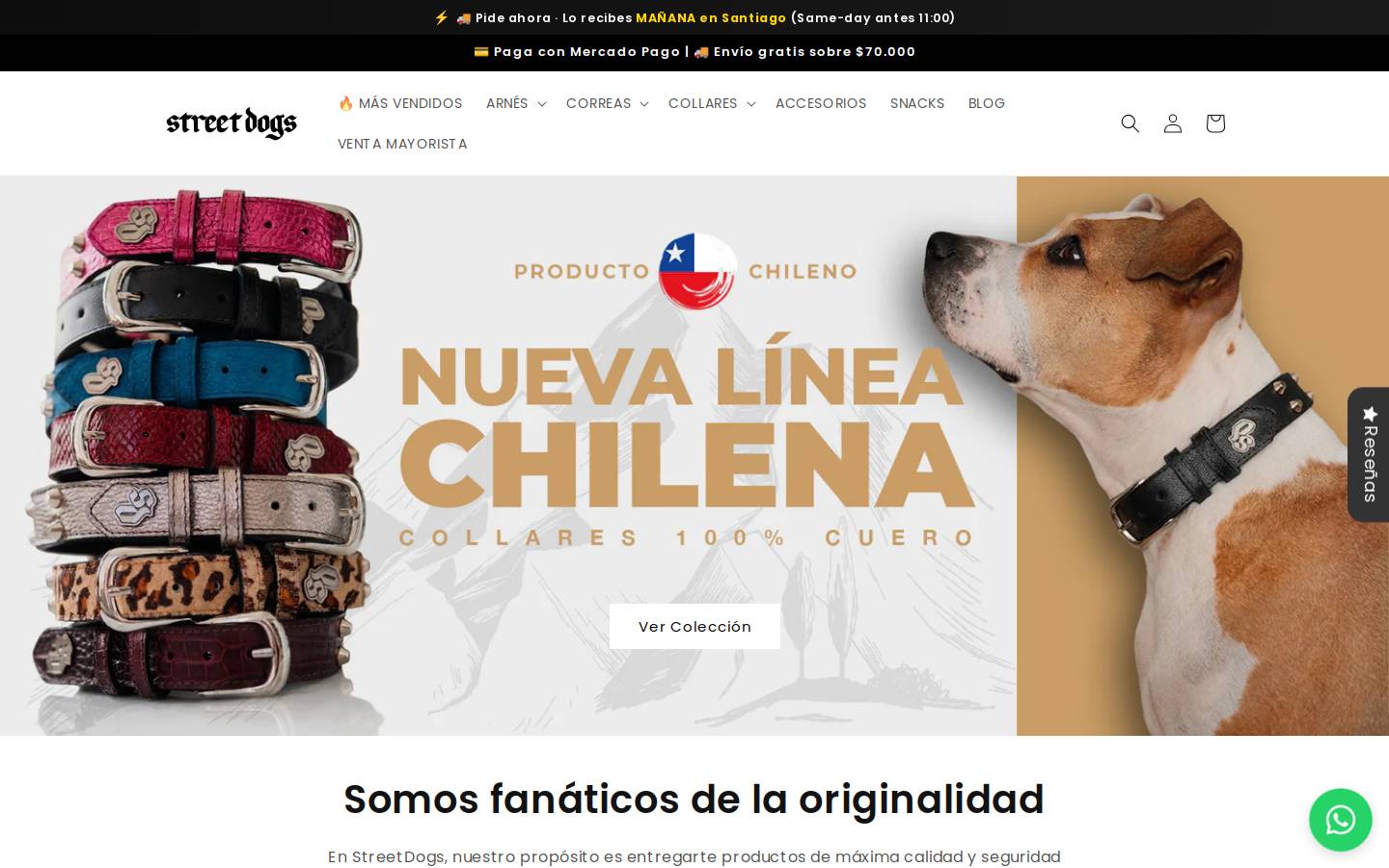 Streetdogs homepage screenshot