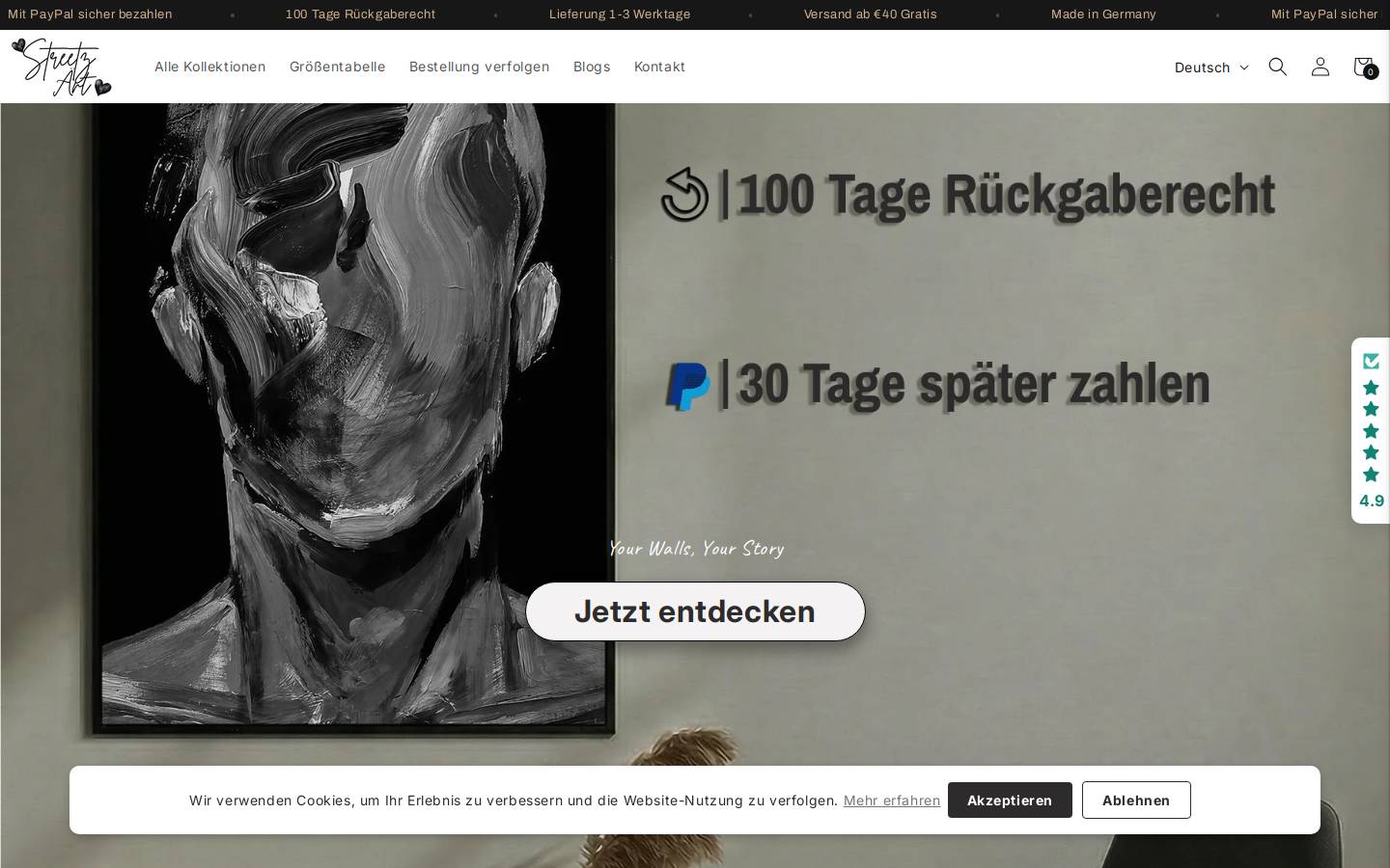 streetzart.com homepage screenshot