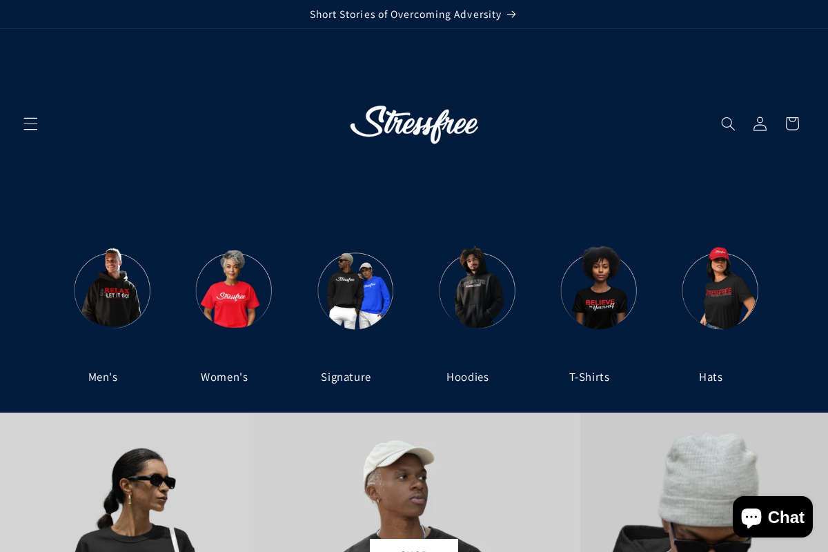 Stressfree Clothing homepage screenshot