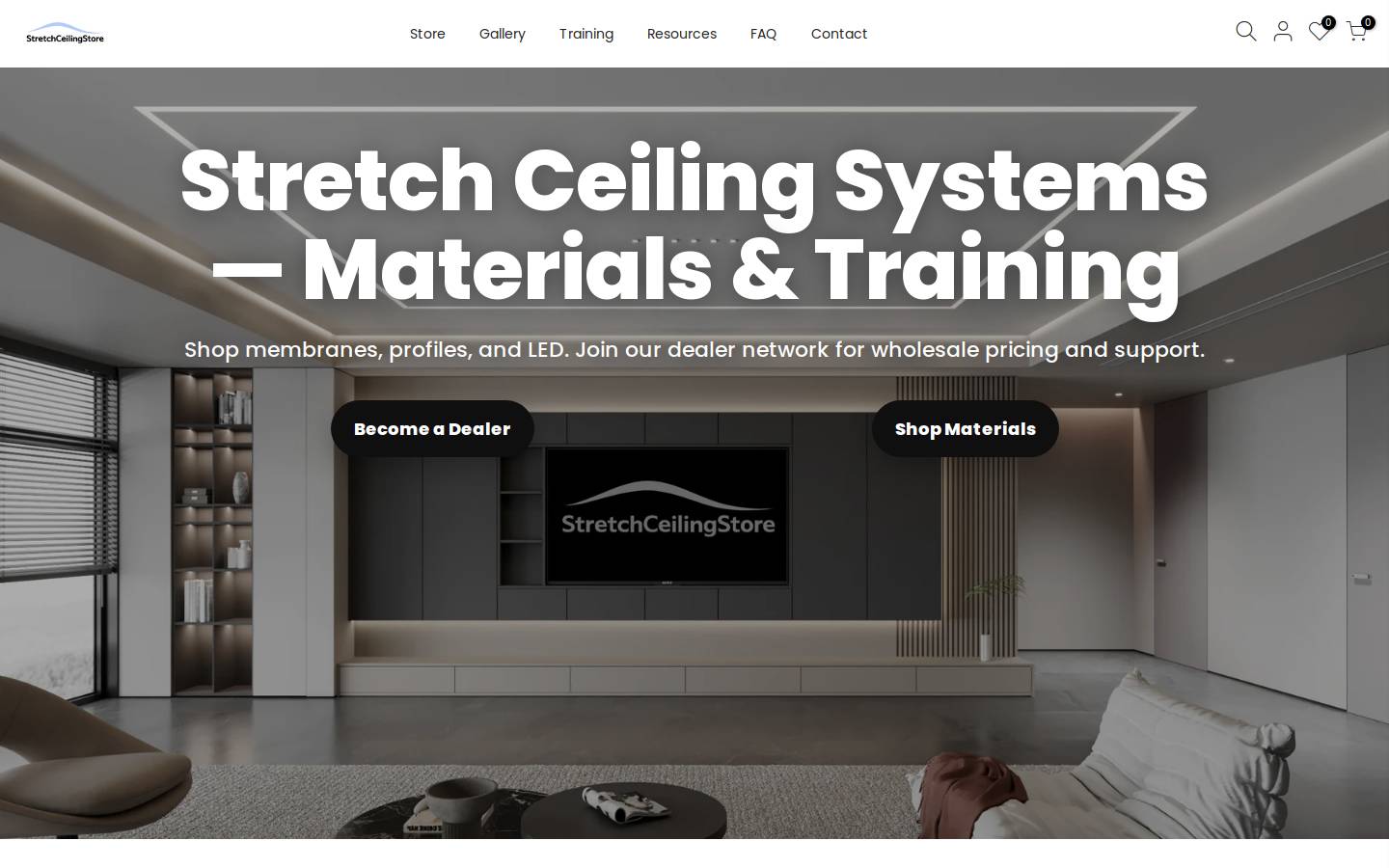 stretchceilingstore.com homepage screenshot