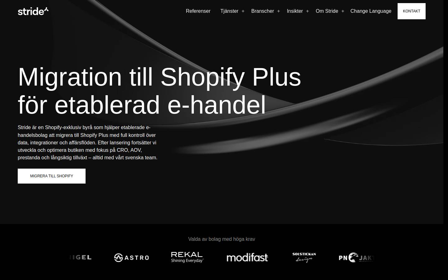 stride.se homepage screenshot