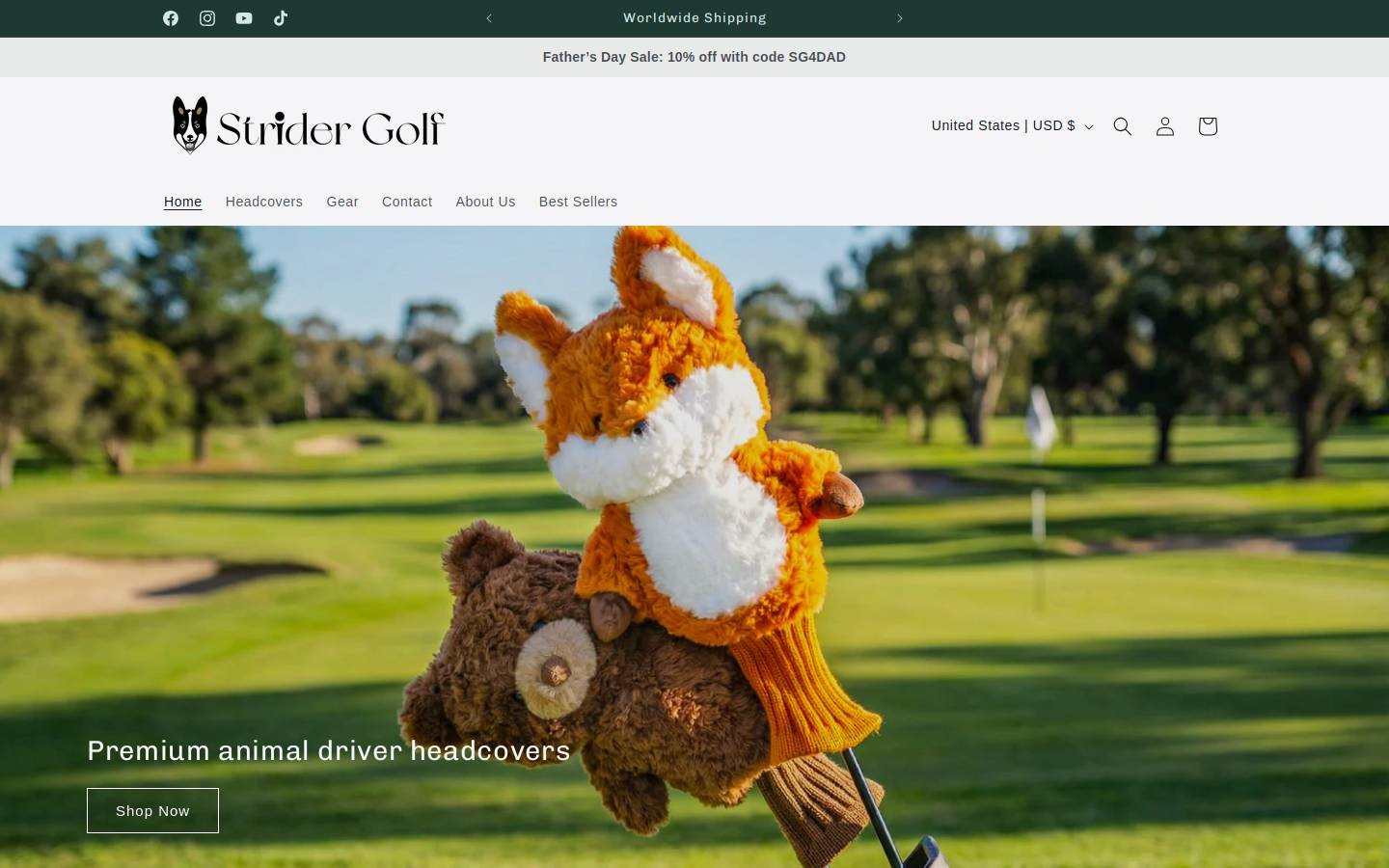 stridergolf.com homepage screenshot