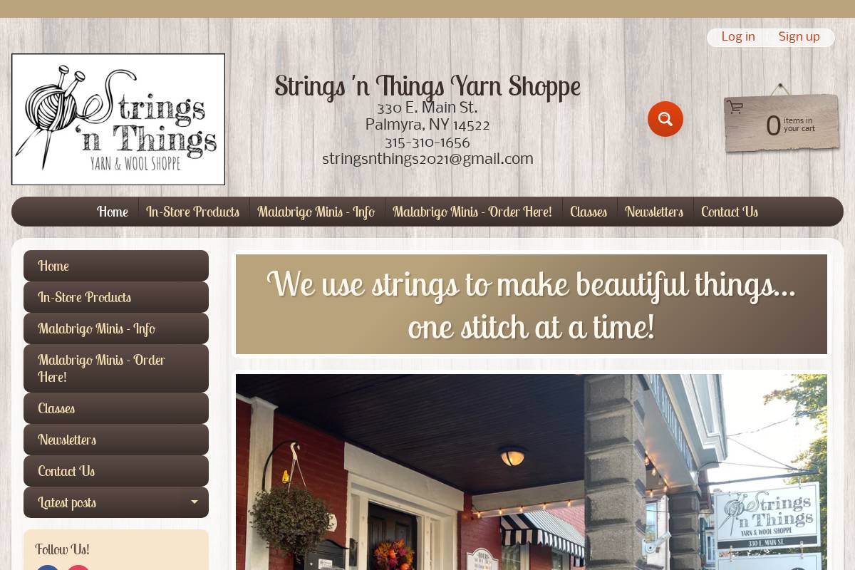 stringsnthingsyarn.com homepage screenshot