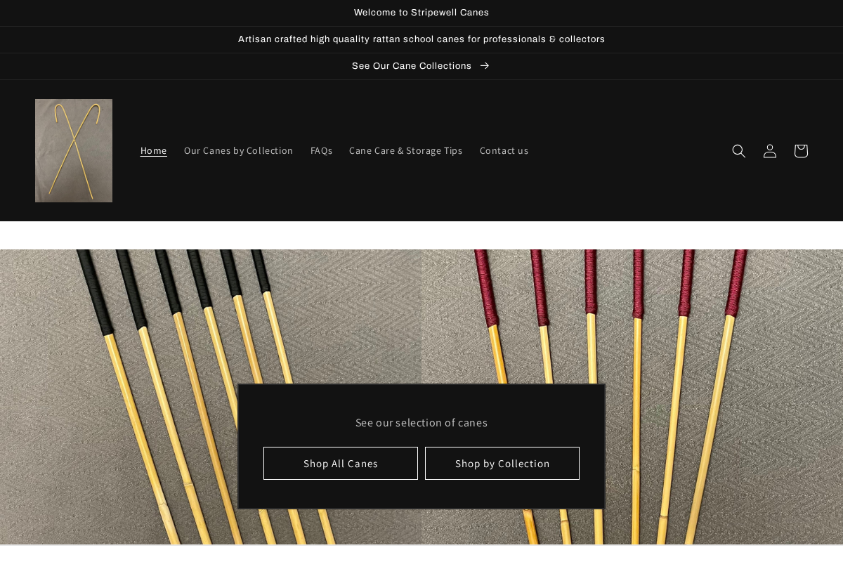Stripewell Canes homepage screenshot