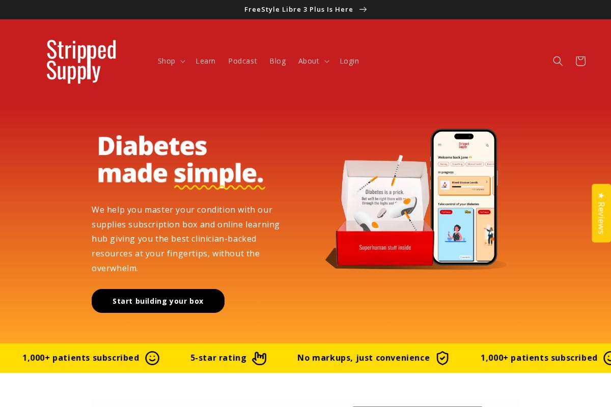 Stripped Supply homepage screenshot