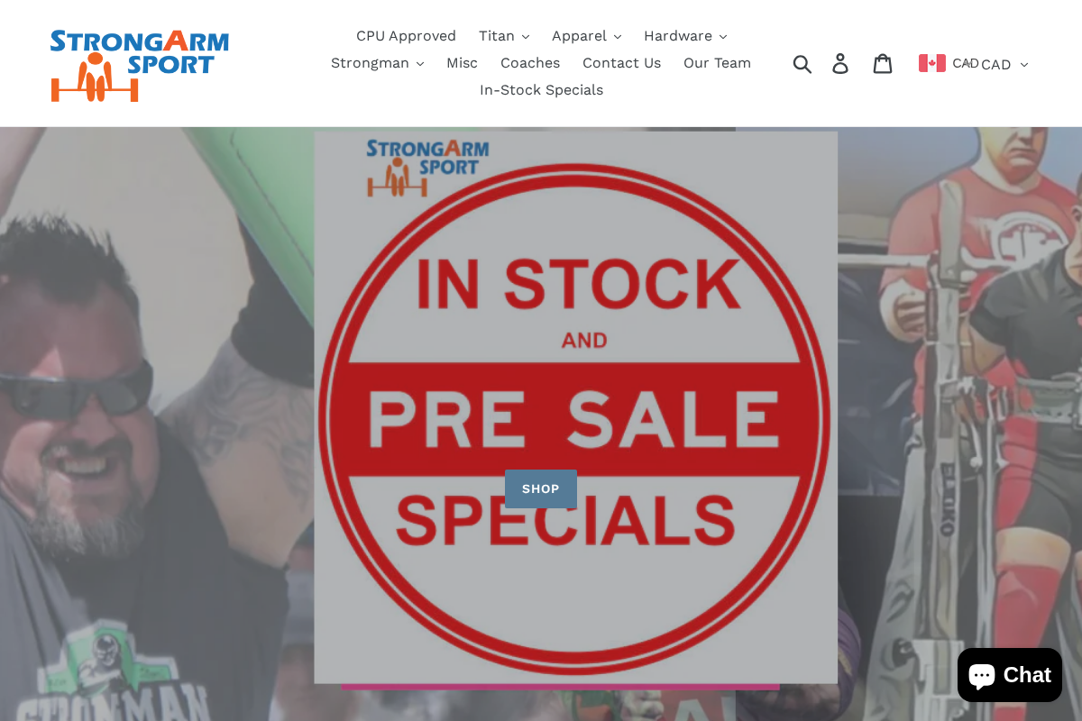 StrongArm Sport homepage screenshot