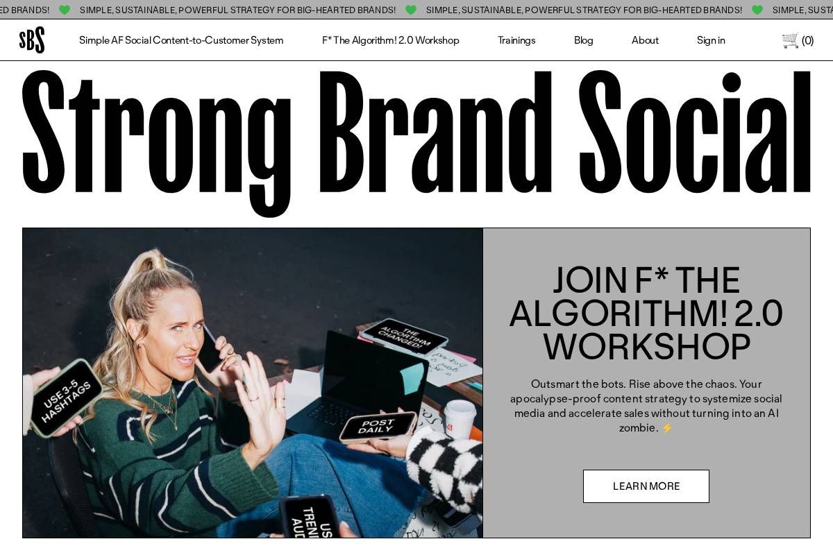 Strong Brand Social homepage screenshot