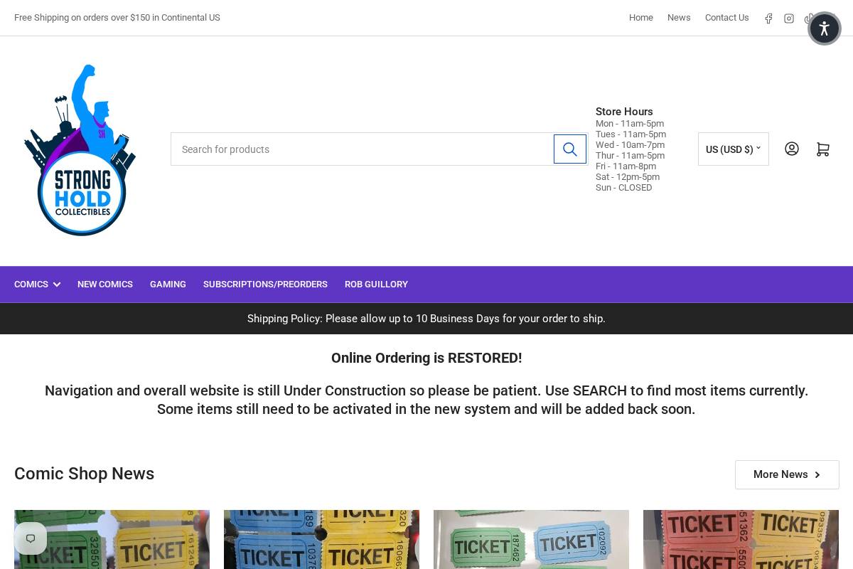 strongholdcollectibles.com homepage screenshot