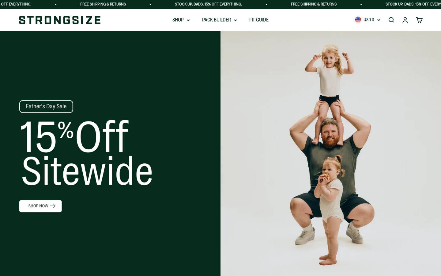 Strongsize homepage screenshot