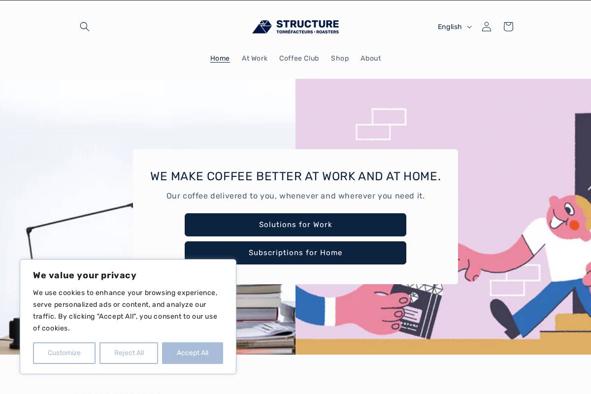 structurecoffeeroasters.com homepage screenshot