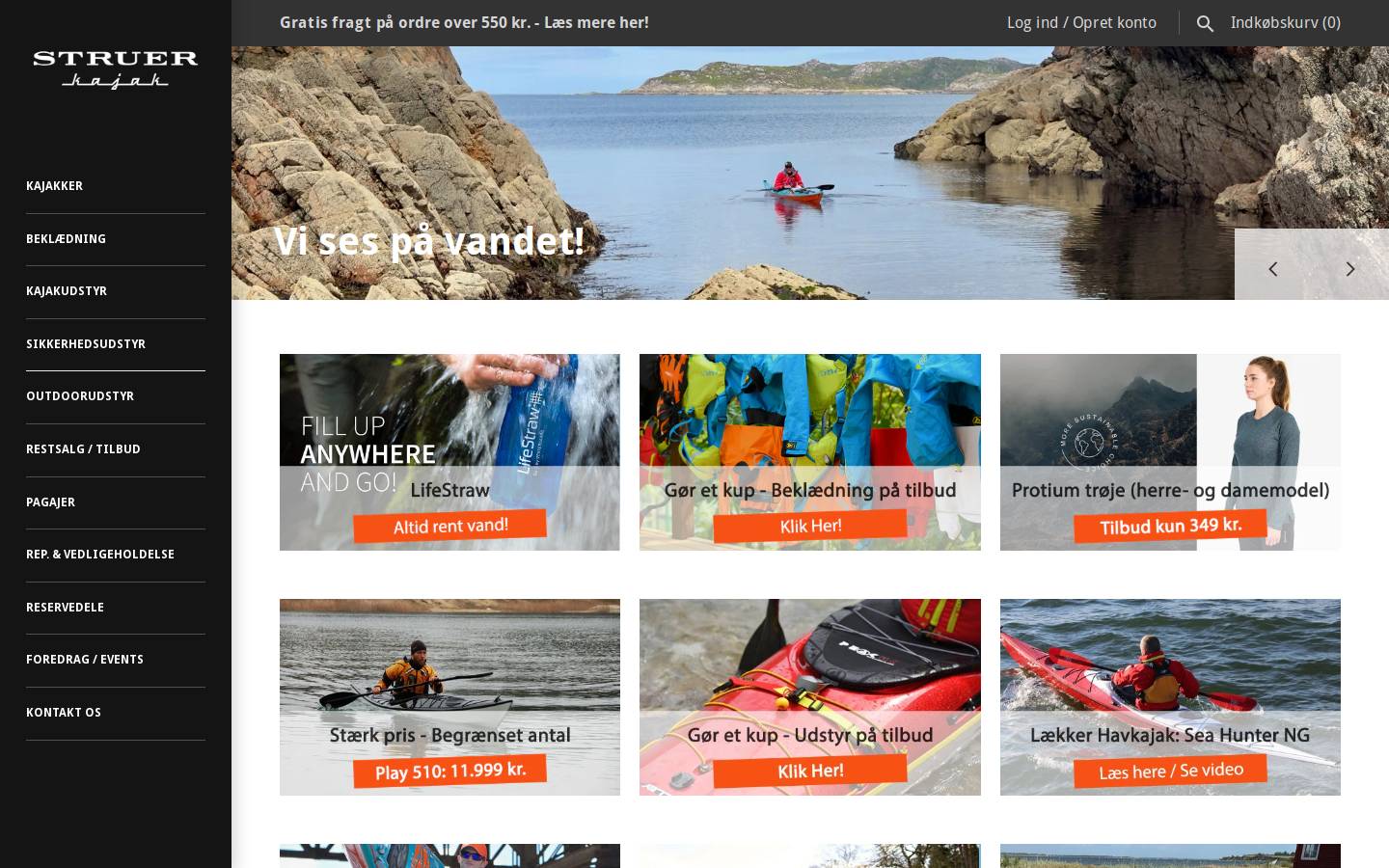 Struer Kajak Butik homepage screenshot
