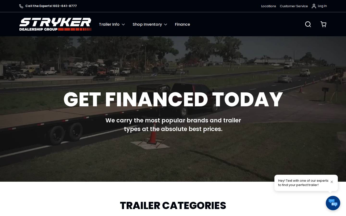 strykertrailersdirect.com homepage screenshot