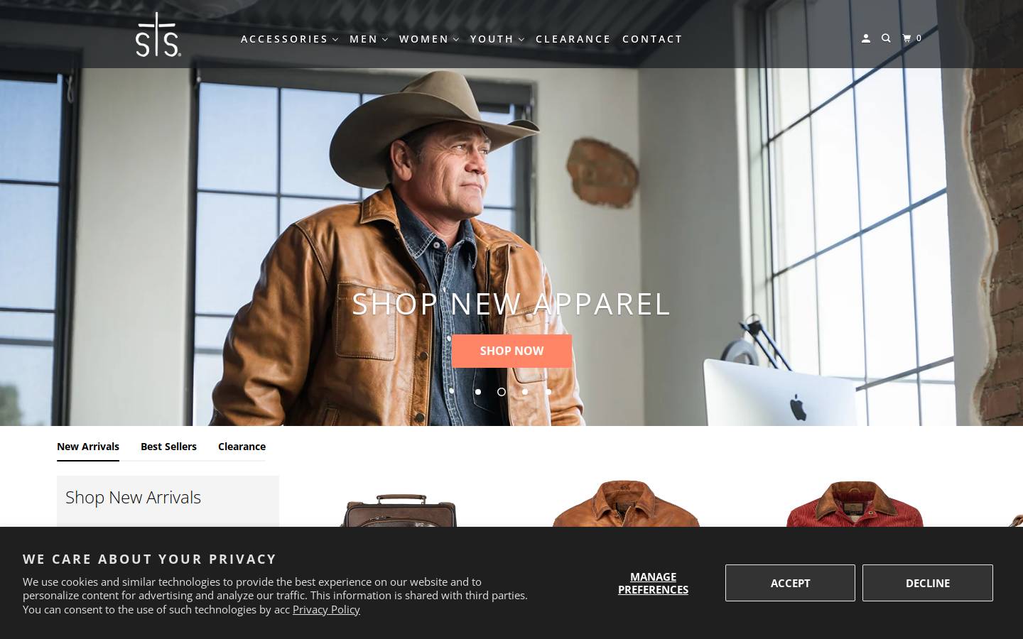 stsranchwear.com homepage screenshot