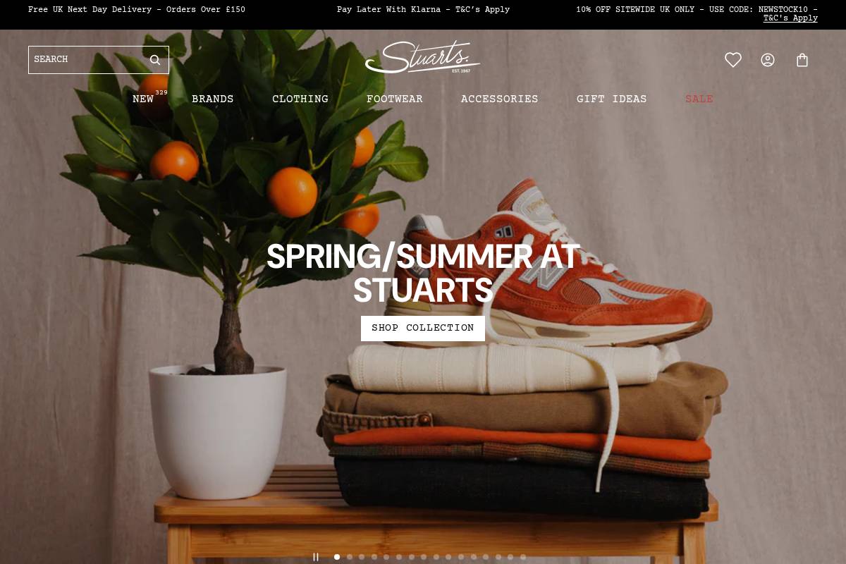 Stuarts London homepage screenshot